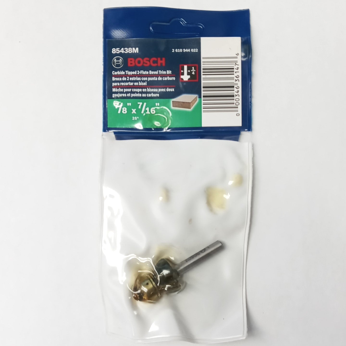 Bosch 85438M 5/8″ x 3/8″ Carbide Tipped 2-Flute Bevel Trim Assembly Bit USA Supply