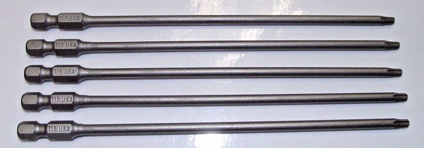 Bosch 337765 T15 Torx Power Bit 1/4″ Hex Drive, 6″ OAL 5pcs. USA Sale