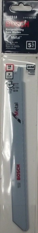 Bosch RM918 9″ x 18 TPI Bi-metal Reciprocating Saw Blade 5 pack Swiss Supply