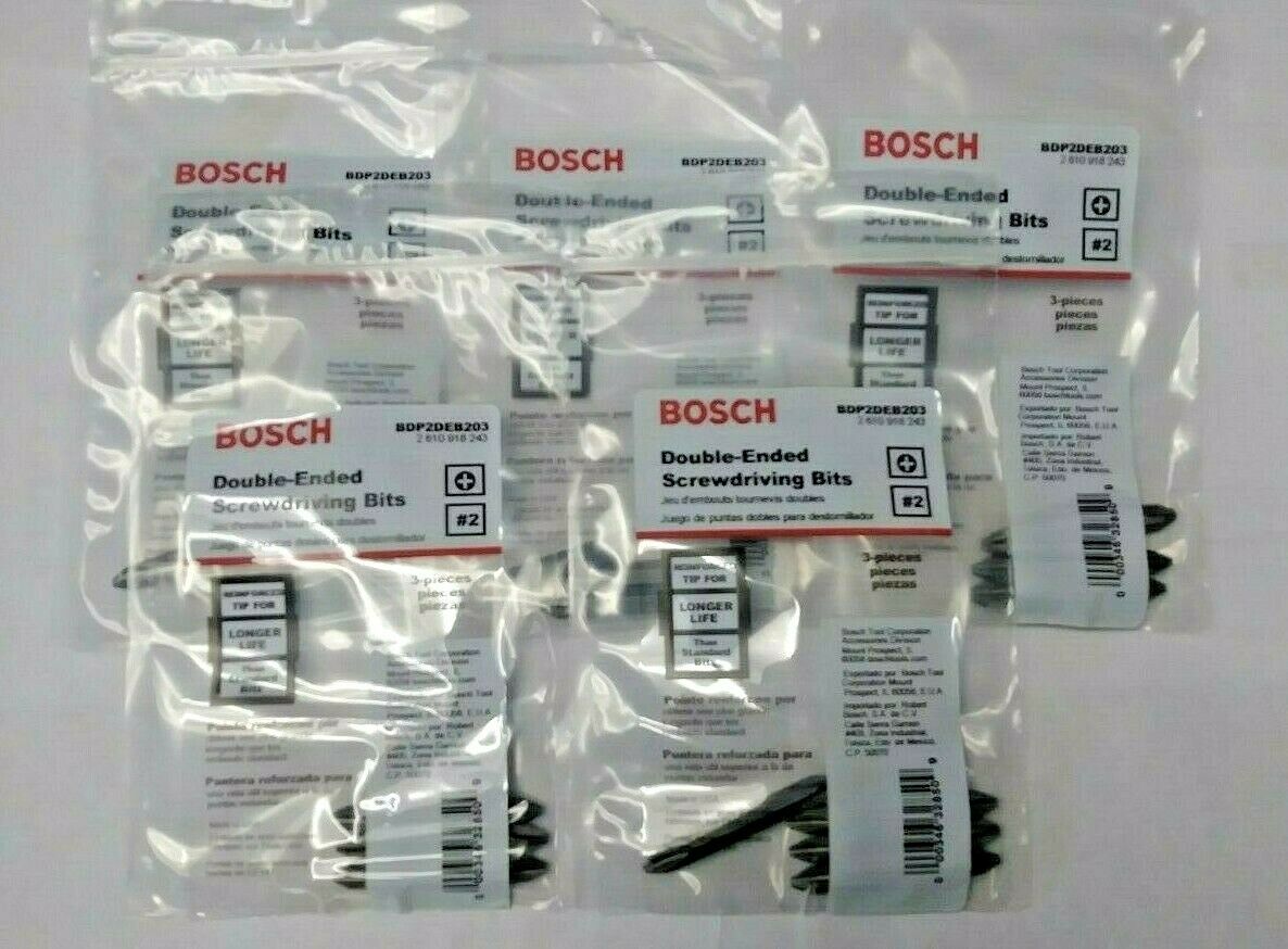 Bosch BDP2DEB203 #2 Phillips Double-Ended Screwdriving Bits (5 Packs of 3) USA Online Sale