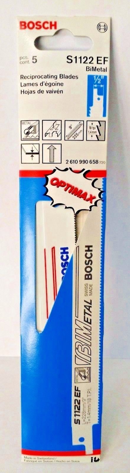 Bosch S1122EF Reciprocating Saw Blade 9″ x 18 Tpi 5pcs. Sale