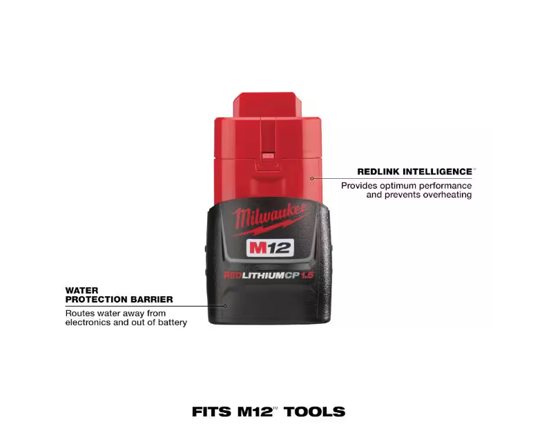 Milwaukee M12 12V Lithium-Ion 1.5Ah Compact Battery Pack 48-11-2401 Sale