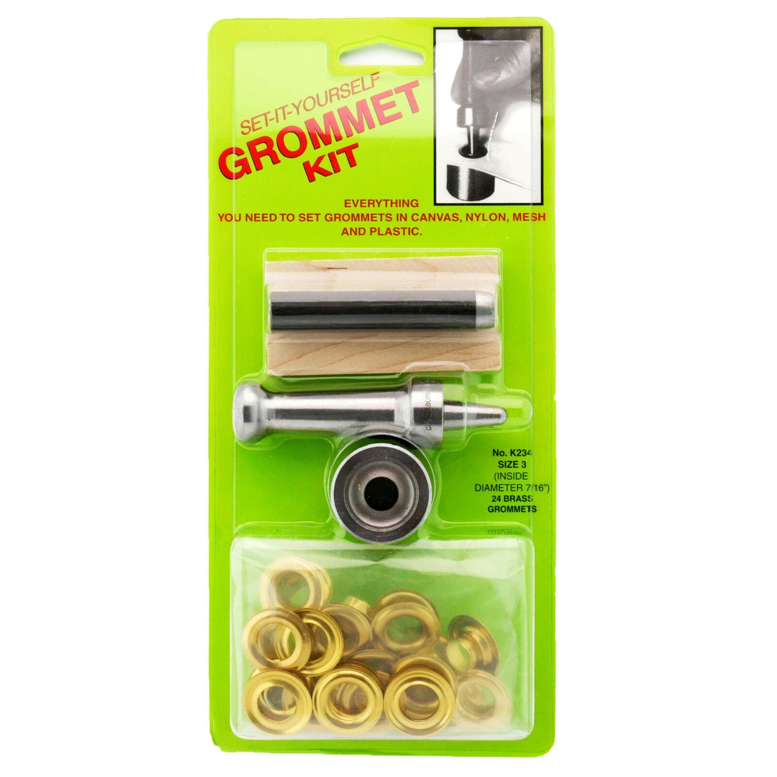 C.S. Osborne Set-It-Yourself Grommet Kit K234-3, 7/16″ Hole, W/ Brass Grommets Fashion