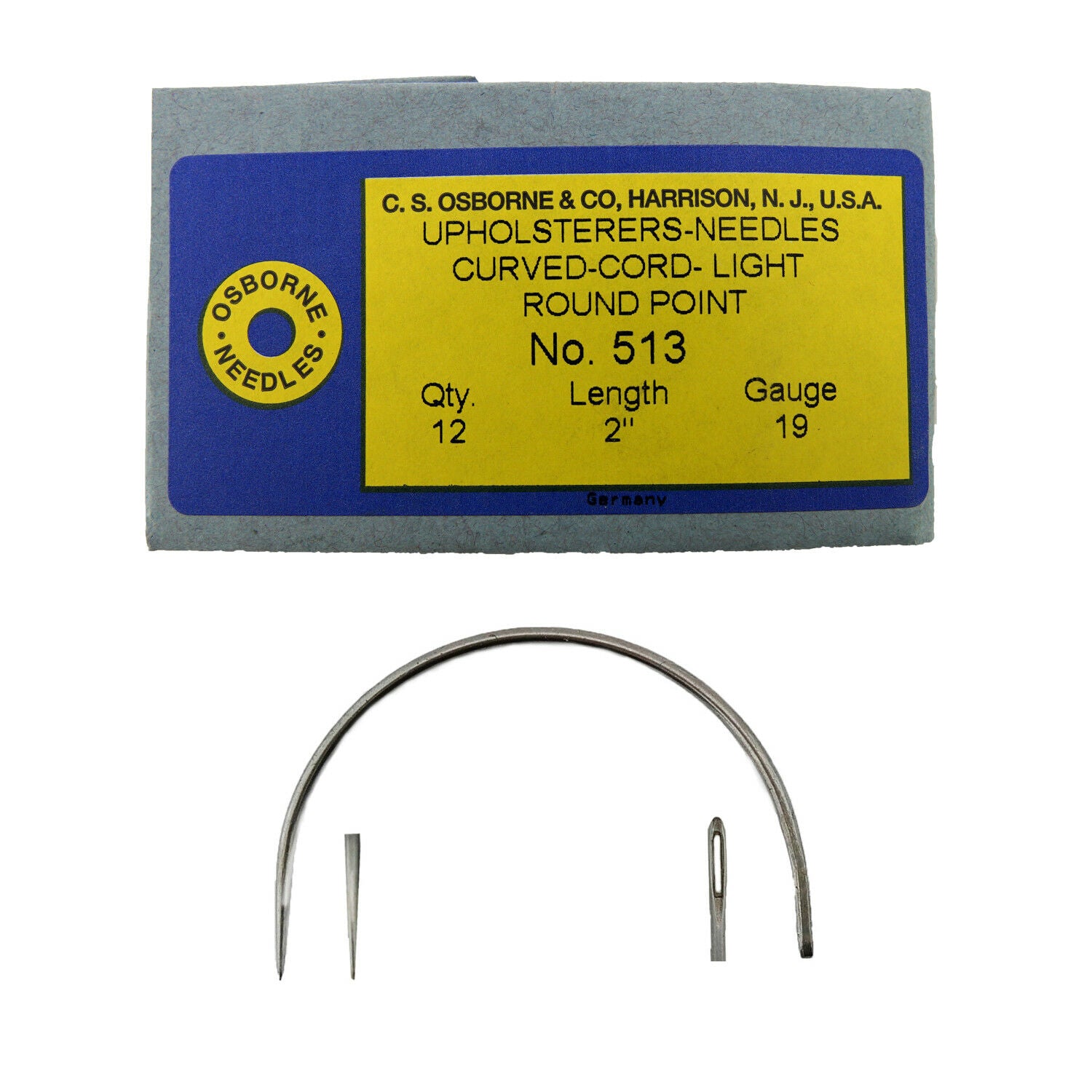 C.S. Osborne 12/Pk. Curved Cord Light Needles #513 Size 2″ Upholstery Needle Hot on Sale