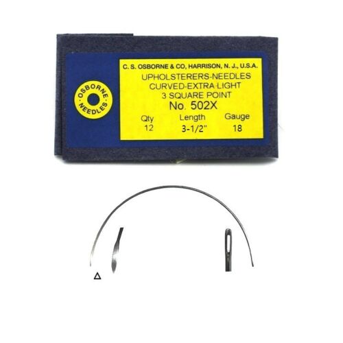 C.S. Osborne 12/Pk Curved 3-Sq. Point Needles Extra Light #502X Size 3-1/2″ Fashion