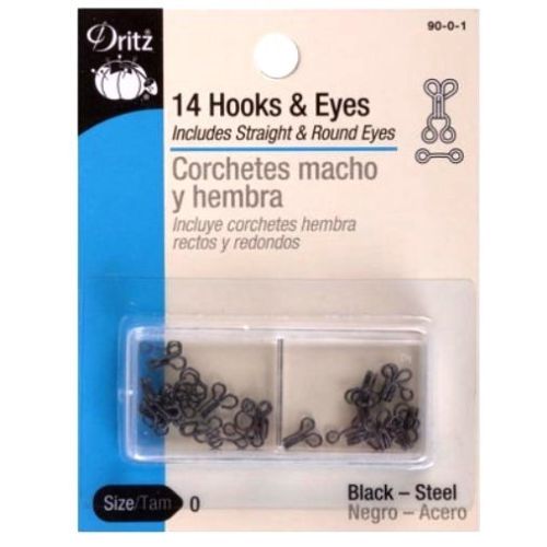 Dritz 14 Black Hooks & Eyes, Size 0 Hot on Sale