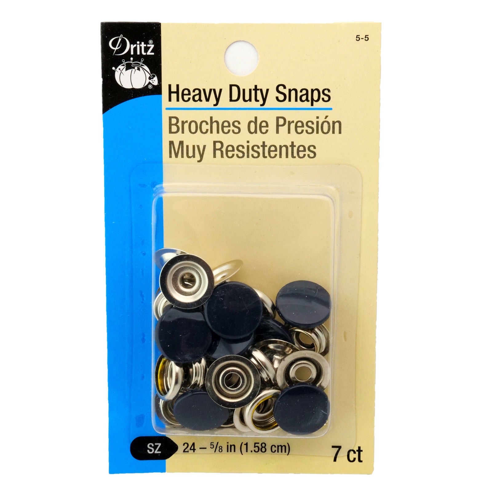 Dritz Heavy Duty Snaps Navy – Size 24, 5-8 Inch, 7 Sets-Package 5-5 Supply