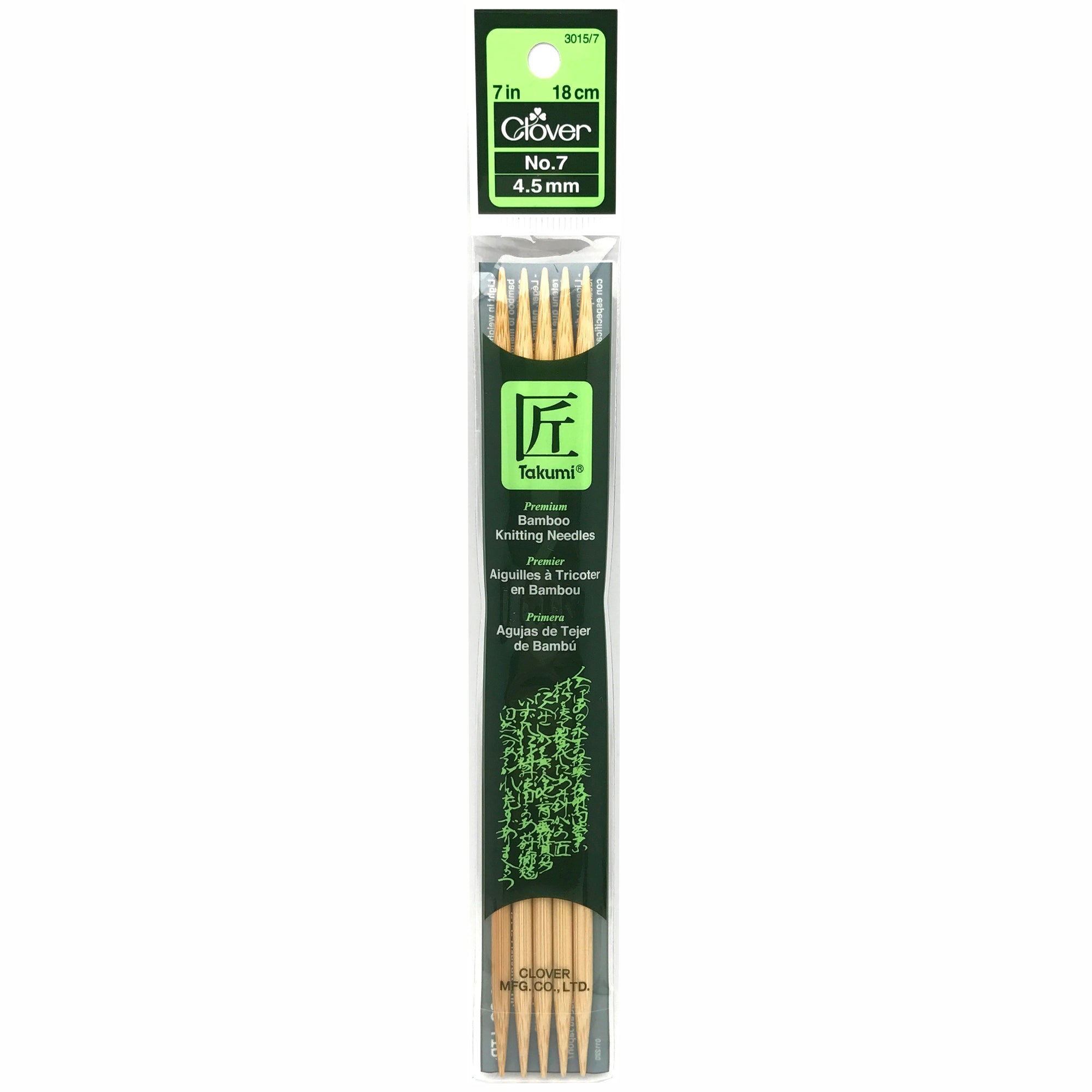 Clover Takumi Bamboo Double Point 7″ (18cm), Size 7, 5-Pack Knitting Needles Online