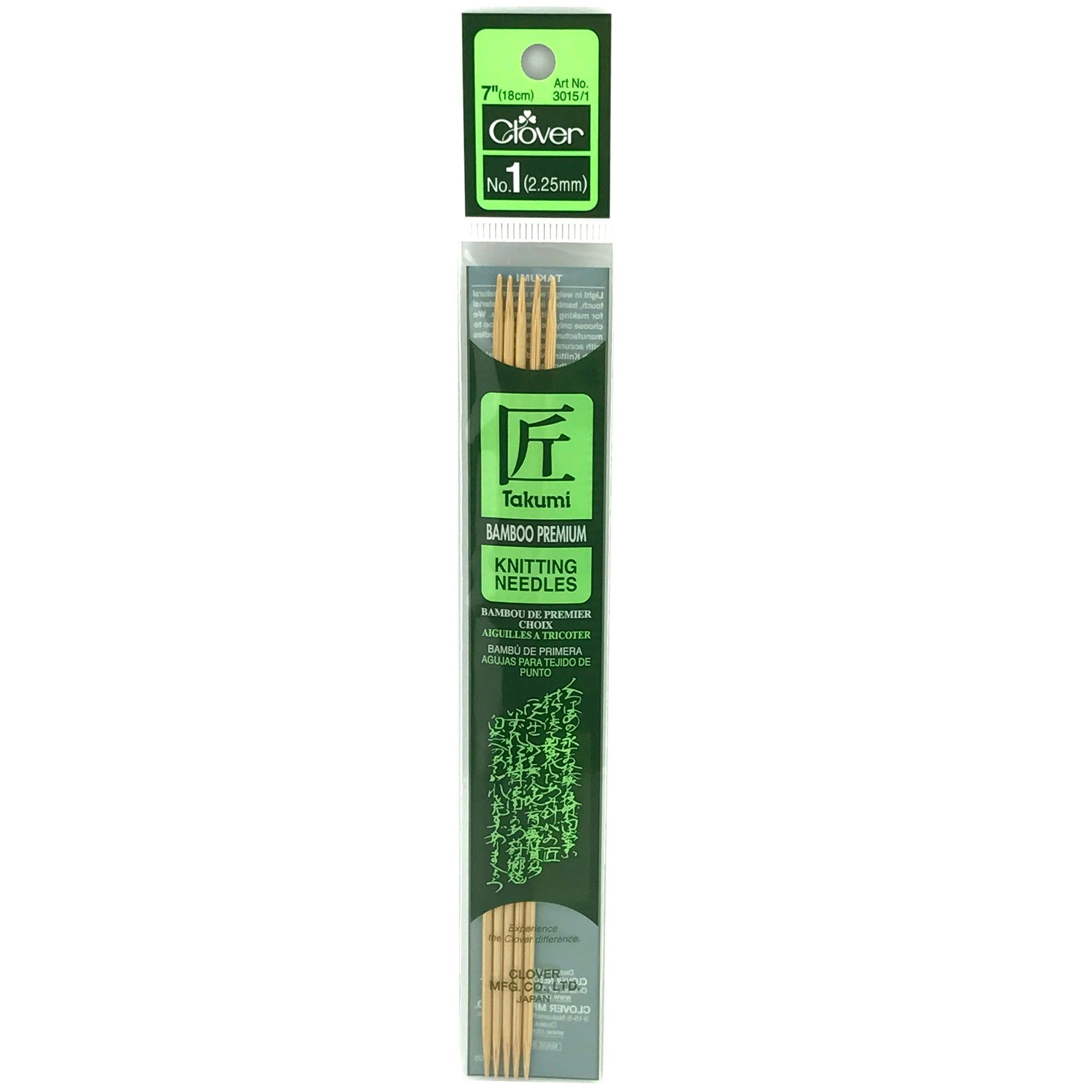 Clover Takumi Bamboo Double Point 7″ (18cm), Size 1, 5-Pack Knitting Needles Online