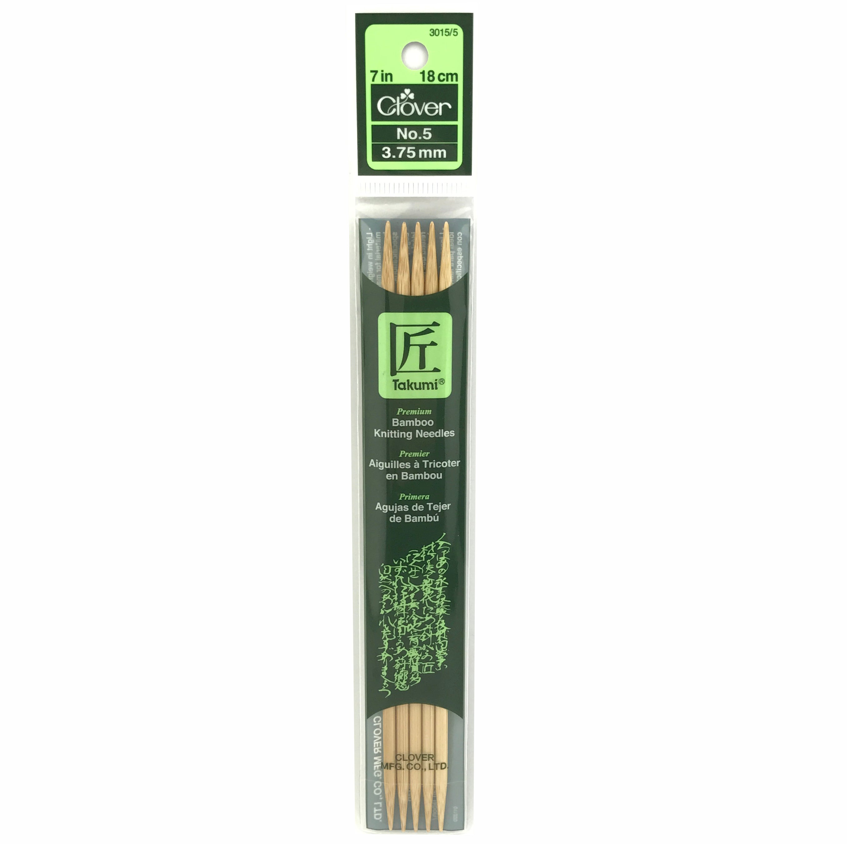 Clover Takumi Bamboo Double Point 7″ (18cm), Size 5, 5-Pack Knitting Needles Online Hot Sale