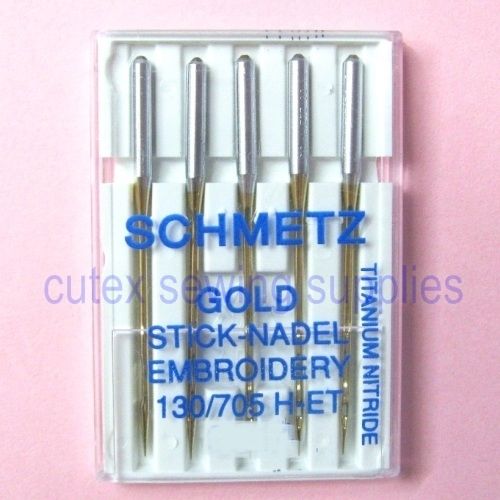 Schmetz 130-705H-ET Titanium Gold Embroidery Sewing Needles – 5 Pk Fashion