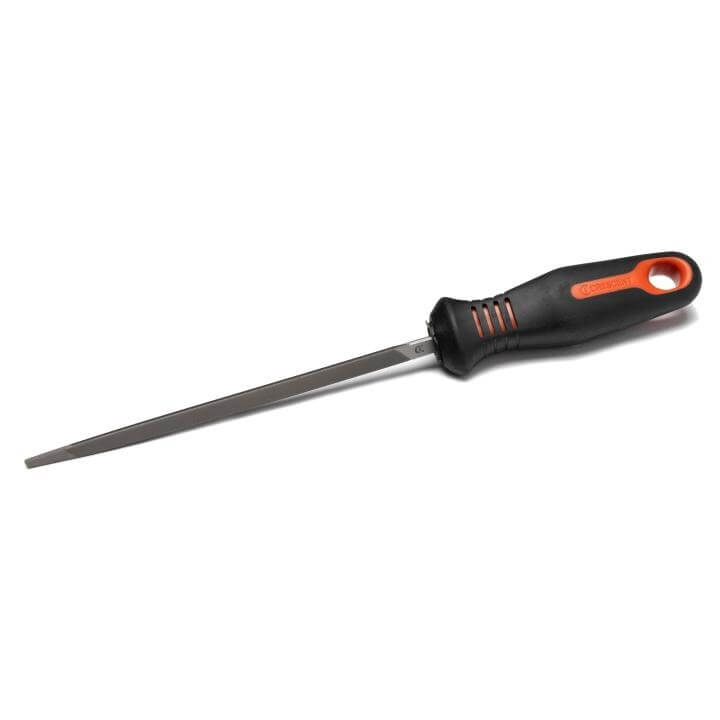 Nicholson 6″ Triangle Single Cut Slim Taper File with Ergonomic Handle on Sale