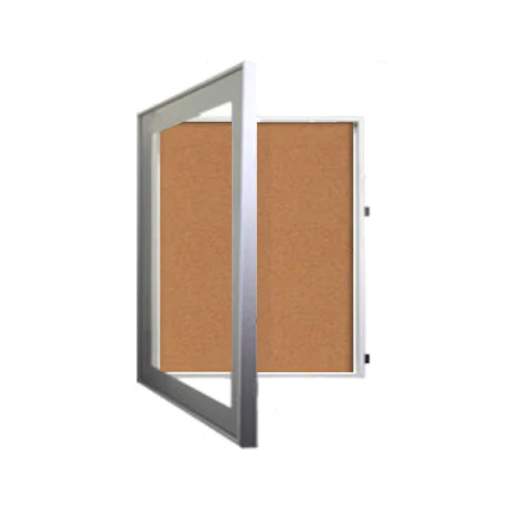 24×36 SwingFrame Designer 1 Inch Deep Shadow Box Display Case w Cork Board and Light – Metal Framed Online now