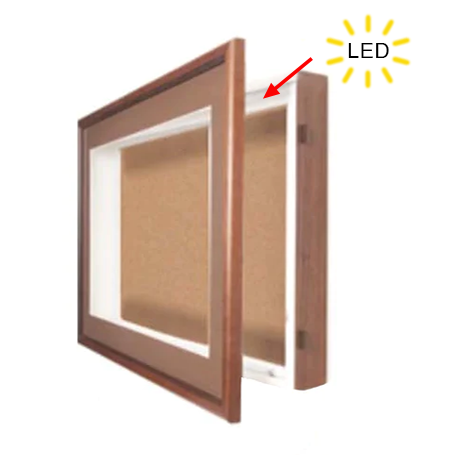 24×36 SwingFrame Designer Wood Framed Lighted Cork Board Display Case 2 Inch Deep Online Sale