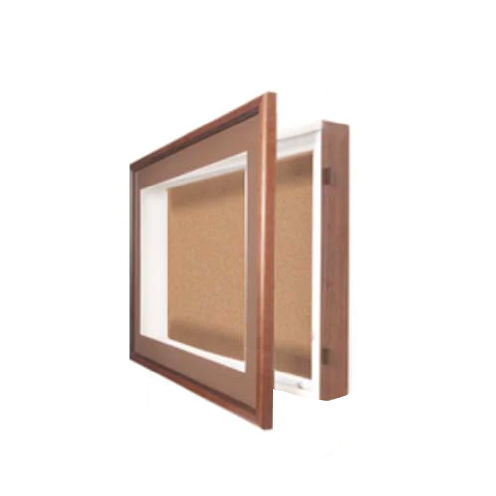24×36 SwingFrame Designer Wood Framed Lighted Cork Board Display Case 2 Inch Deep Online Sale