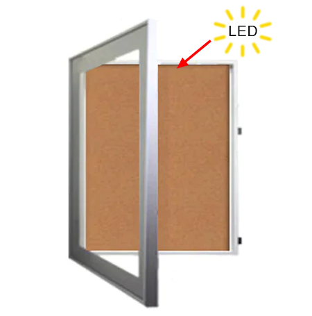 24×48 SwingFrame Designer Metal Framed Lighted Cork Board Display Case 2 Inch Deep on Sale