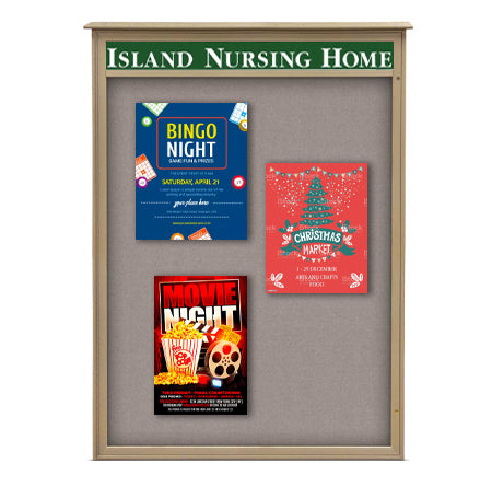 36″ x 60″ Outdoor Message Center Cork Board with Header (Single Door) Supply