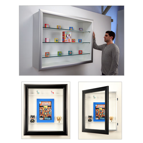 30×30 Shadow Box Display Case with Glass Shelves Metal Framed SUPER WIDE-FACE (9″ Deep) Sale