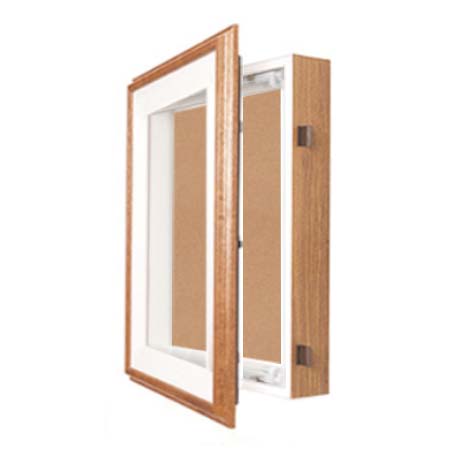 36″x36″ SwingFrame Oak Shadow Box Display Case with Cork Board 3” Deep Fashion
