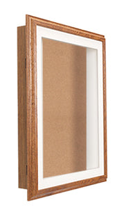36″x36″ SwingFrame Oak Shadow Box Display Case with Cork Board 3” Deep Fashion