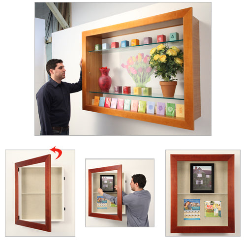 33×93 WIDE WOOD Framed Shadow Box Display Case with Glass Shelves (4″ Deep) Online Hot Sale