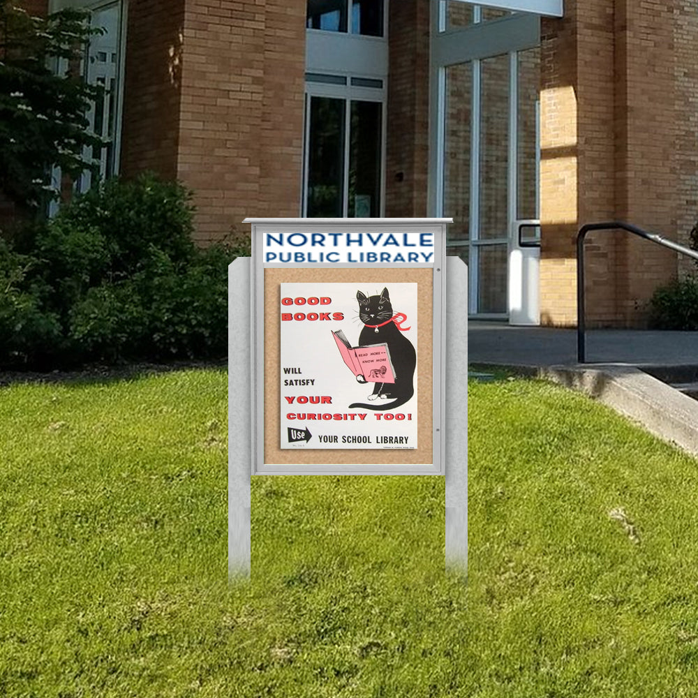 38″ x 54″ Outdoor Message Center Cork Board with Header and Posts (Single Door) Online