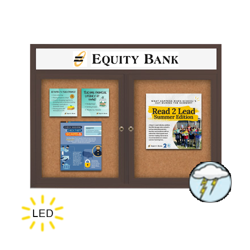 60 x 48 Enclosed Outdoor Bulletin Boards with Header & Lights 2 DOOR Supply
