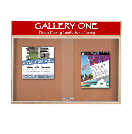 50×40 Indoor Enclosed Wood Enclosed Bulletin Boards with Sliding Glass Doors Header + Lights Fashion