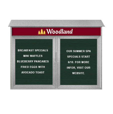 60″ x 36″ Outdoor Message Center Letter Board with Header | Wall Mount Double Door Enclosed Display Board Sale