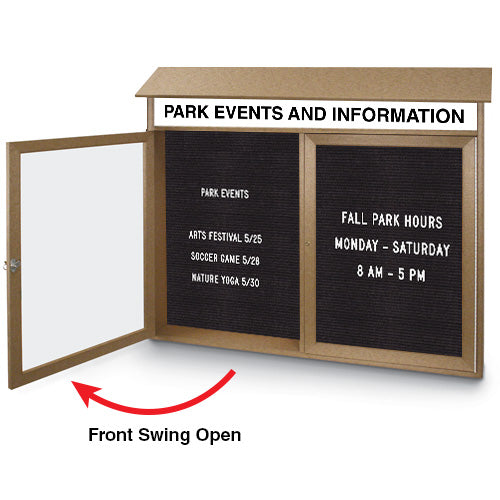 60″ x 36″ Outdoor Message Center Letter Board with Header | Wall Mount Double Door Enclosed Display Board Sale