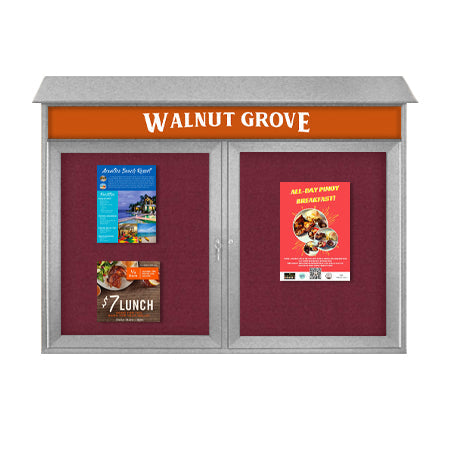 48″ x 48″ Outdoor Message Center Enclosed Cork Board with Your Personalized Header | Faux Wood, Two Door Information Board Online Sale