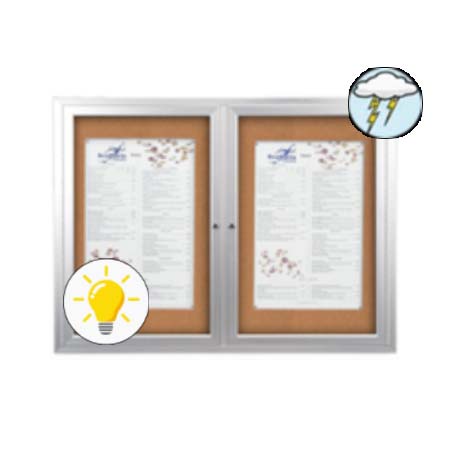 96 x 24 Enclosed Outdoor Bulletin Boards with Lights (2 DOORS) Online