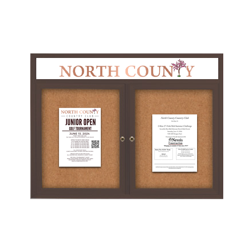 84 x 36 Enclosed Outdoor Bulletin Boards with Header & Lights 2 DOOR Online Sale