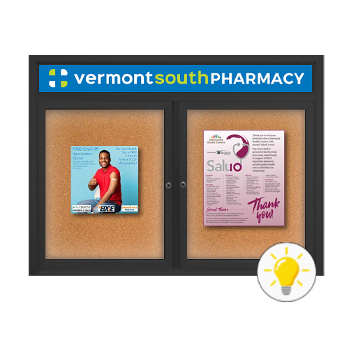 72″ x 36″ Enclosed Indoor Bulletin Boards with Header & Lights (Multiple Doors) Hot on Sale