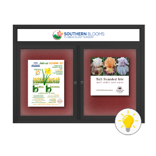 96″ x 48″ Enclosed Indoor Bulletin Boards with Header & Lights (Multiple Doors) Online
