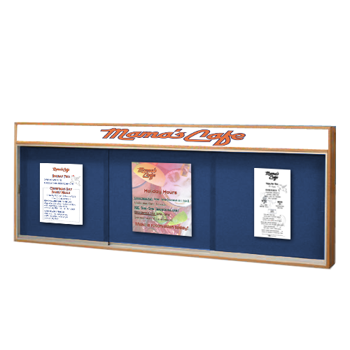 84×24 Indoor Enclosed Wood Enclosed Bulletin Boards with Sliding Glass Doors Header + Lights Online Sale
