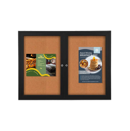 96 x 36 INDOOR Enclosed Bulletin Boards with Lights (2 DOORS) Hot on Sale