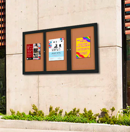96×30 Enclosed Outdoor Bulletin Boards with Radius Edge (3 DOORS) Online Hot Sale
