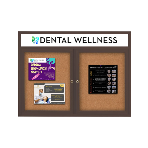 96 x 48 Enclosed Outdoor Bulletin Boards with Header & Lights 2 DOOR Online Sale