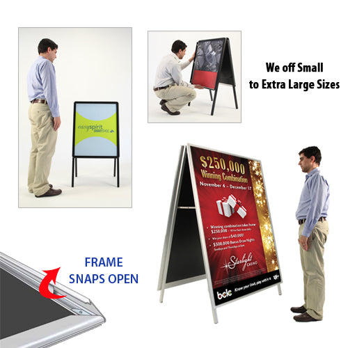 A-Frame 22″x 34″ Sign Holder with Fast Change Aluminum Snap Frame, Folding Sign Floor Stand on Sale