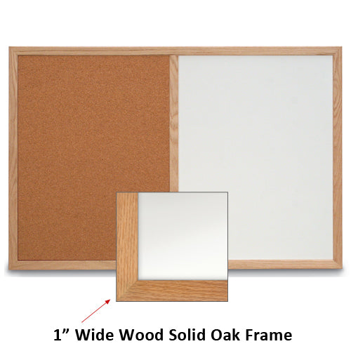 Combo Board 24×96 Wood Framed Cork Bulletin Magnetic Marker Board (Open Face with Wood Trim) Supply