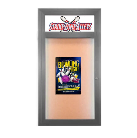 All-Weather Outdoor LED Lighted Enclosed Bulletin Board 36 x 48 with Your Personalized Header, and Large, Single Door Metal Cabinet. on Sale