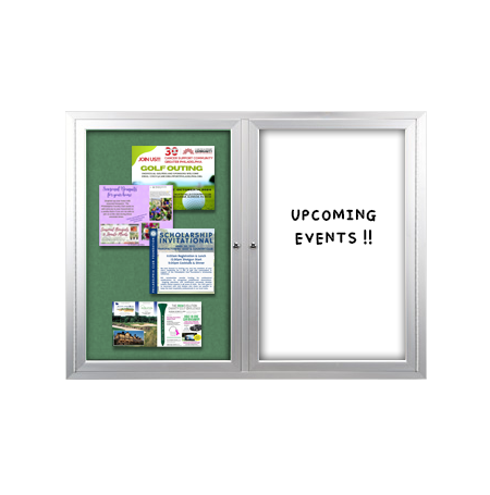 Enclosed 2-Door INDOOR Combo Board 72×30 | Cork Bulletin Board & Dry Erase Marker Board Online Sale