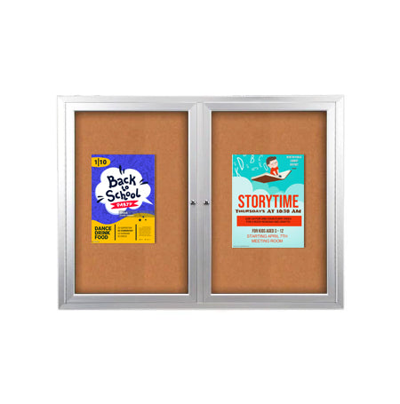 Enclosed Indoor 72×36 Bulletin Boards with Lights (Multiple Doors) Sale