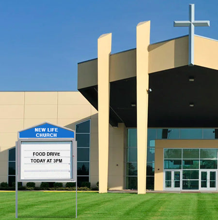 Enclosed Cathedral Outdoor 60×42 Reader Board with Pointed Message Header Free-Standing with Posts Hot on Sale