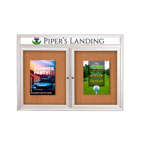 Enclosed Indoor Enclosed Bulletin Boards 50 x 40 w Message Header + Radius Edge 2 DOOR Online Hot Sale