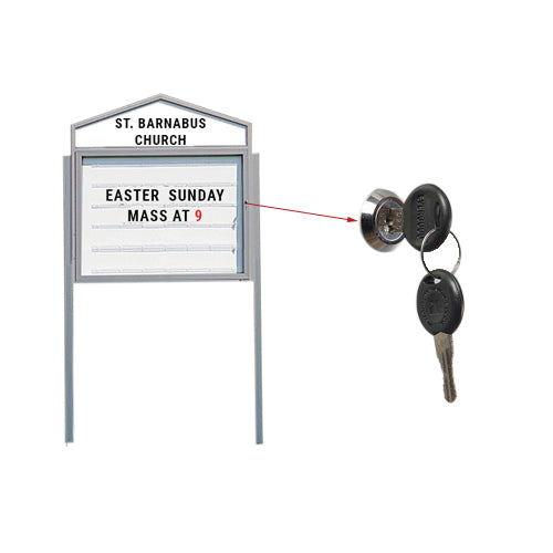 Enclosed Cathedral Style Outdoor 48×36 Reader Board with Pointed Message Header with Posts Discount