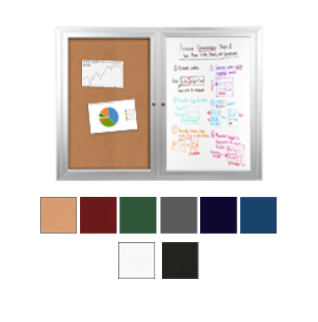 Enclosed 2-Door Outdoor Combo Board 60×36 | Cork Bulletin Board & Dry Erase Marker Board Sale
