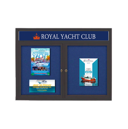 Enclosed Indoor Enclosed Bulletin Boards 60 x 30 w Message Header + Radius Edge 2 DOOR on Sale