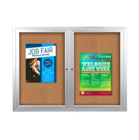 Enclosed Outdoor Bulletin Boards 60 x 30 with Interior Lighting and Radius Edge (2 DOORS) Hot on Sale